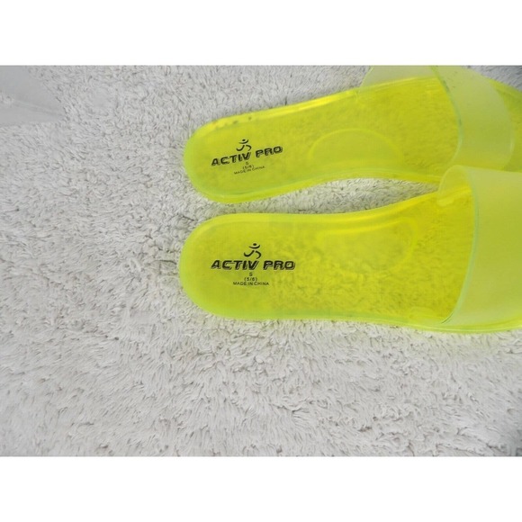 Activ Pro Womens Yellow Transparent Slip On Flat Jelly Slide Sandals Size 5/6 - Picture 3 of 5